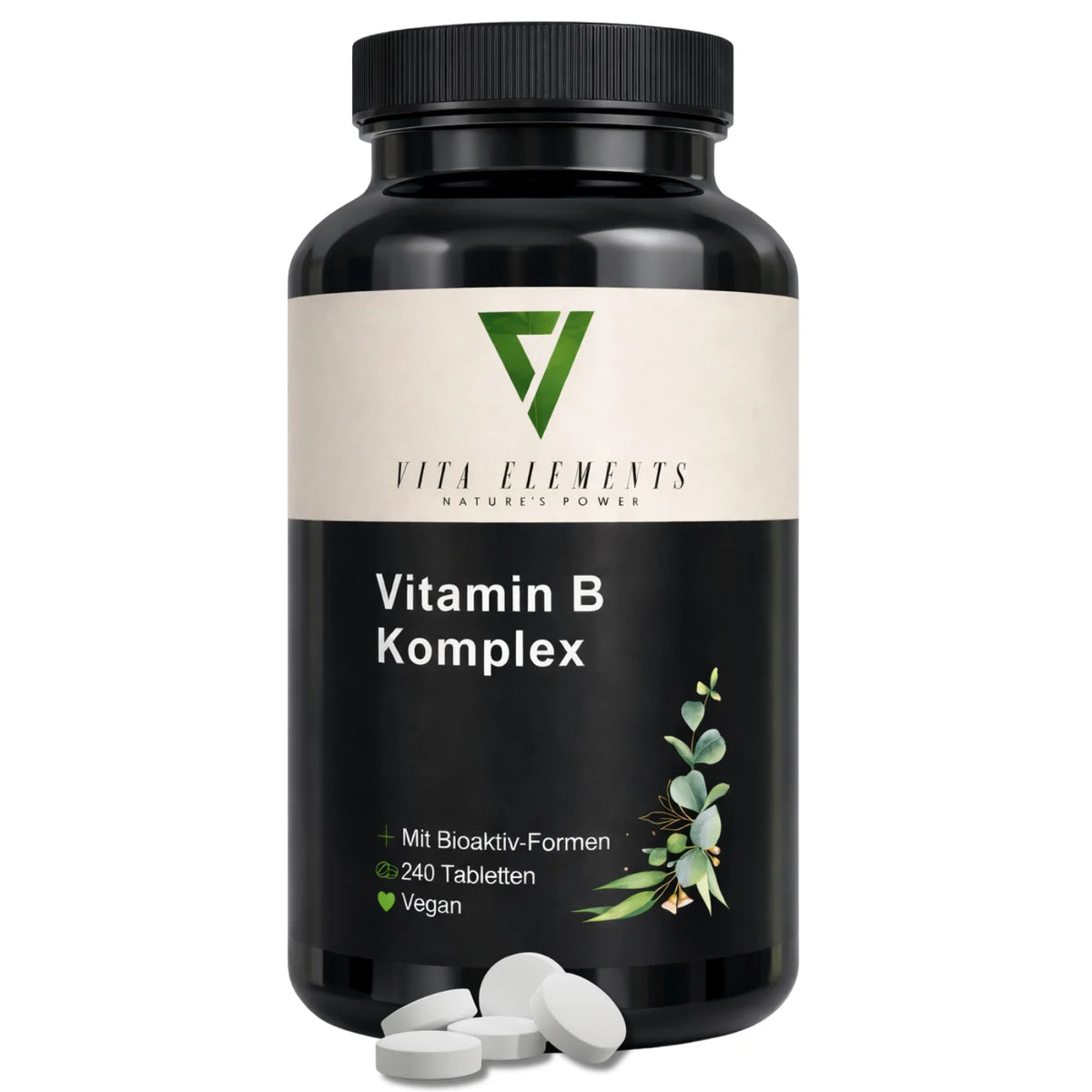 Tabletas de complejo de vitaminas B |     Probado en laboratorio en Alemania |     Suplementos alimenticios |     Con las 8 vitaminas del grupo B |     Con colina e inositol |     Vegano |     Libre de modificaciones genétic