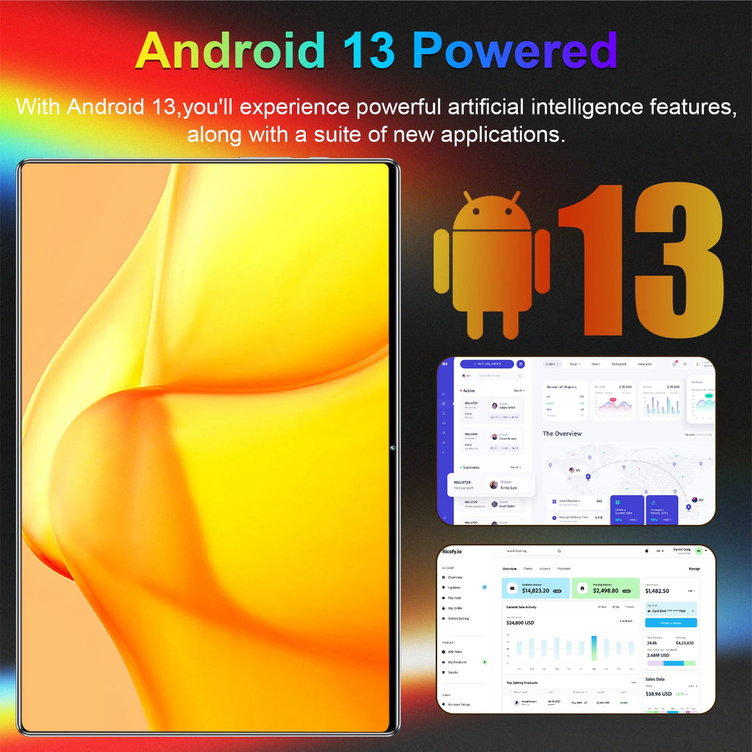 Tableta Android de 10.36 pulgadas, con función de llamada telefónica, Android 13, 16 GB + 1 TB, procesador de 14 núcleos, batería de 20000 mAh, Bluetooth, ideal para estudiar, jugar, trabajar en la oficina, con doble SIM,