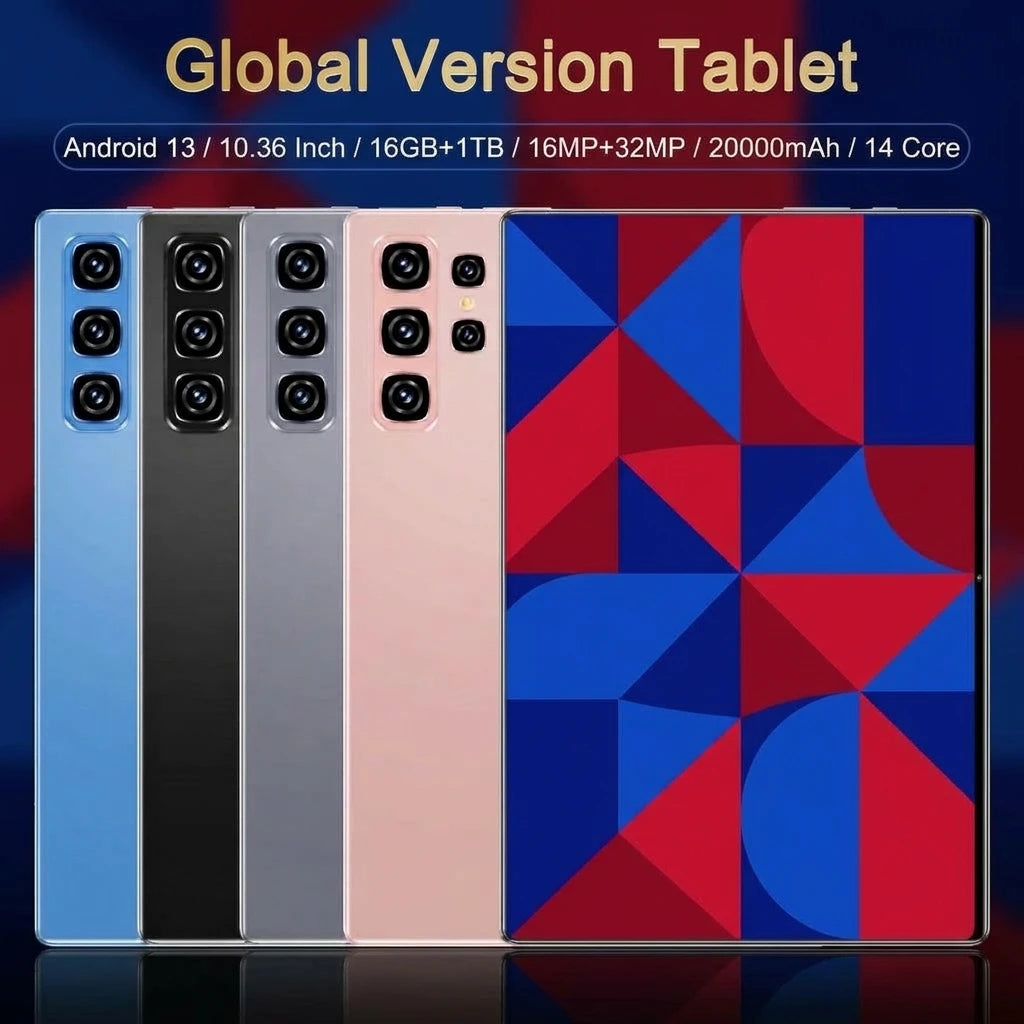 Tableta Android Global 2026 de 10.36 Pulgadas, Android 13.0, Conexión WiFi, Procesador de 14 Núcleos, 20000mAh, 16GB+1TB, Cámaras de 16MP+32MP