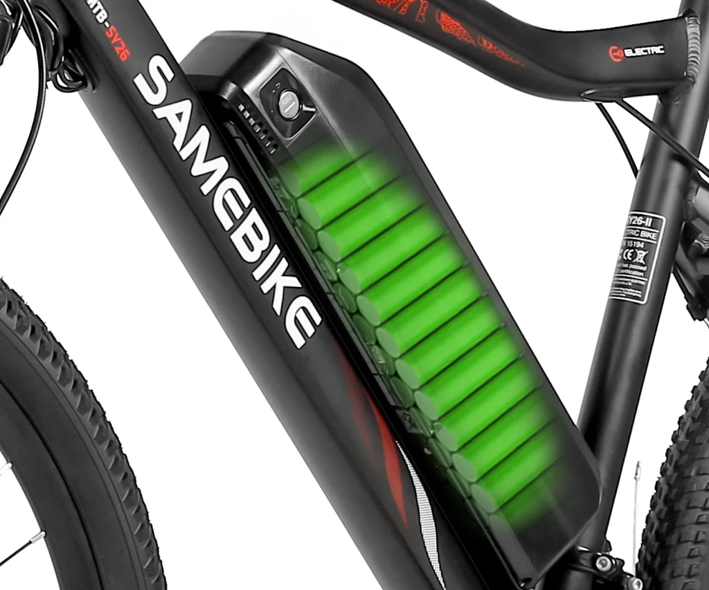 Bicicleta eléctrica para adultos SAMEBIKE SY26-II, 26 pulgadas, 36V 13Ah 250W, autonomía de 90KM, freno de disco, suspensión delantera