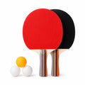 Juego de Ping Pong 2 Raquetas + 3 Pelotas, Palas de Tenis de Mesa con Mango de Madera, Kit de Entrenamiento Recreativo