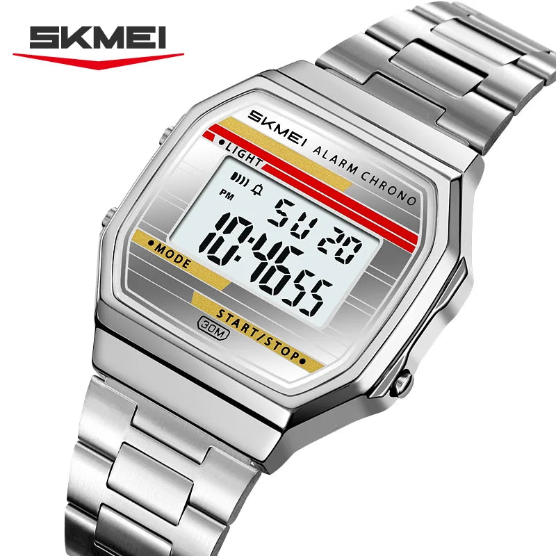 Reloj digital electrónico clásico SKMEI 2514 con cronómetro y alarma, estilo retro para hombre