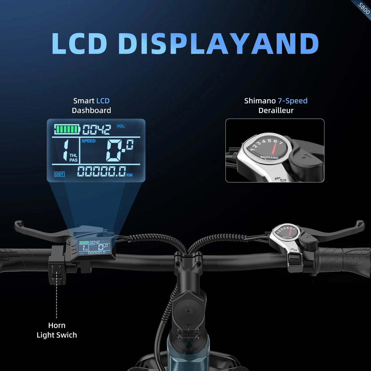Bicicleta eléctrica urbana Aairsk S800 de 26", batería extraíble de 36V 13Ah con autonomía de 40-60 km, bicicleta eléctrica de 7 velocidades y 250W con bloqueo inteligente NFC y suspensión delantera, e-bike urbana y de montaña para adultos de 25 km/h