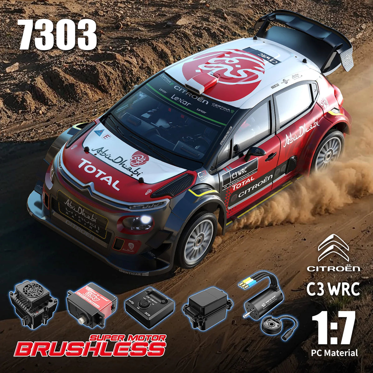 Hyper Go MJX 7303 1/7 RC coche 4WD 60 KM/H sin escobillas de alta velocidad todoterreno Racing C3 simulación Citroen Drift coche de escalada