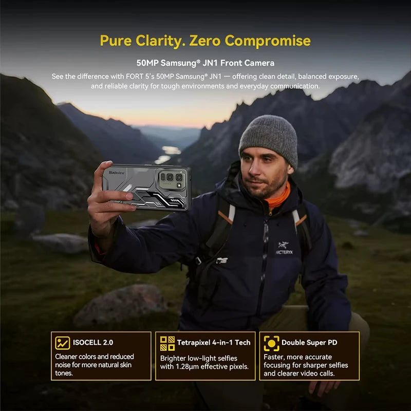 Smartphone resistente Blackview FORT 5, pantalla IPS HD+ de 6,78” 2,4K 120Hz, MediaTek, 12 GB+256 GB, 108 MP, 5000 mAh, Android 16, móvil con NFC