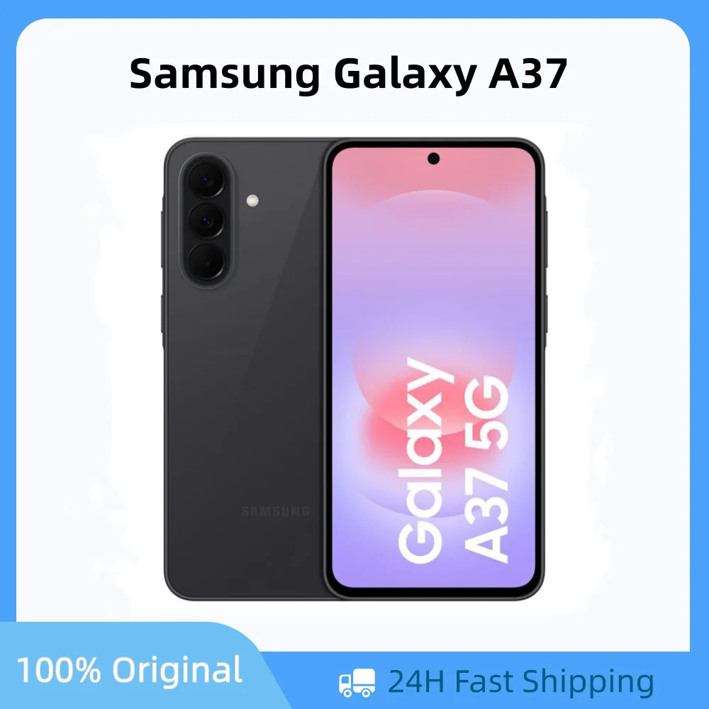 Smartphone Samsung Galaxy A37 5G Versión Global, Pantalla Super AMOLED FHD+ de 6,7” con frecuencia de actualización de 120Hz, cámara de 50MP, resistencia al agua IP68, carga rápida de 45W y batería de 5000mAh