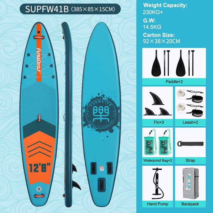 Tabla de paddle surf inflable FunWater de 320-385 cm – Tabla de SUP antideslizante para surf, remo y deportes acuáticos