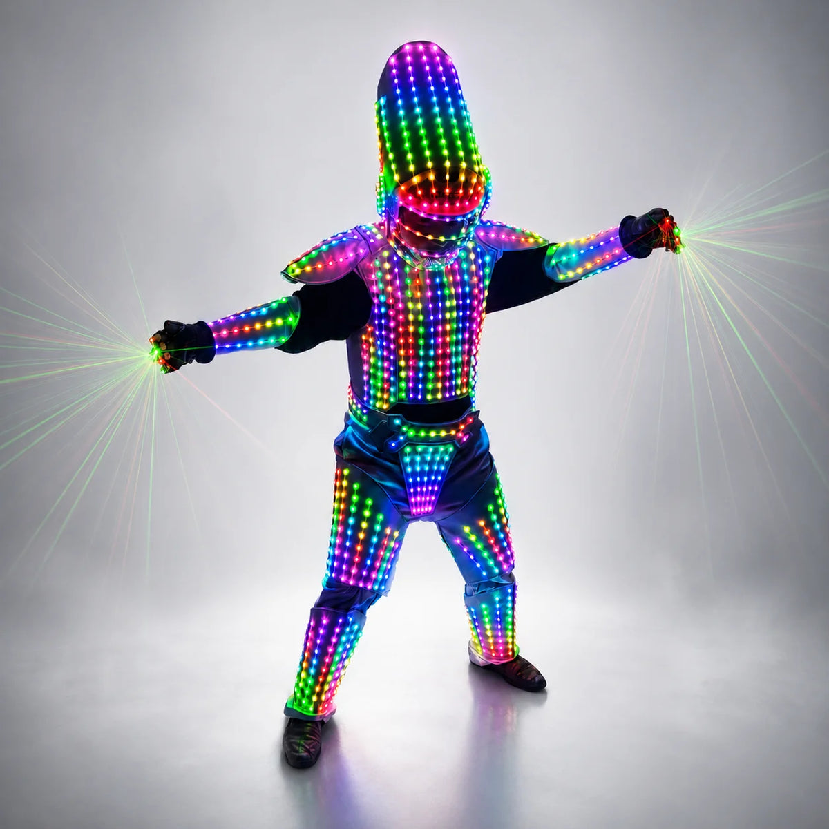 Disfraz de robot LED luminoso para hombre, traje de bailarín Gogo, atuendo de escenario con luces para fiesta