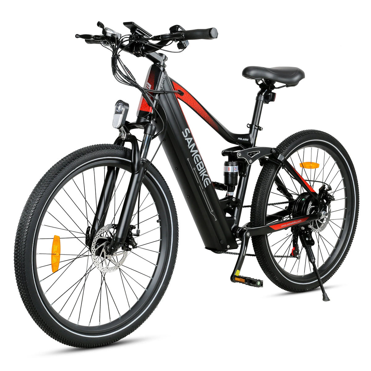 SAMEBIKE XD26-II, bicicleta eléctrica de 26 pulgadas para adultos, batería de 48V 15AH, frenos de disco hidráulicos, suspensión doble, 7 velocidades, bicicleta eléctrica ligera urbana y todoterreno con bandas reflectantes