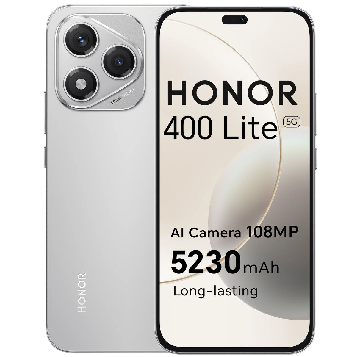 Smartphone HONOR 400 Lite 5G, 256 GB/8 GB RAM, teléfono Android libre sin contrato, 108 MP con botón de cámara IA, doble SIM, 5230 mAh, Android 15