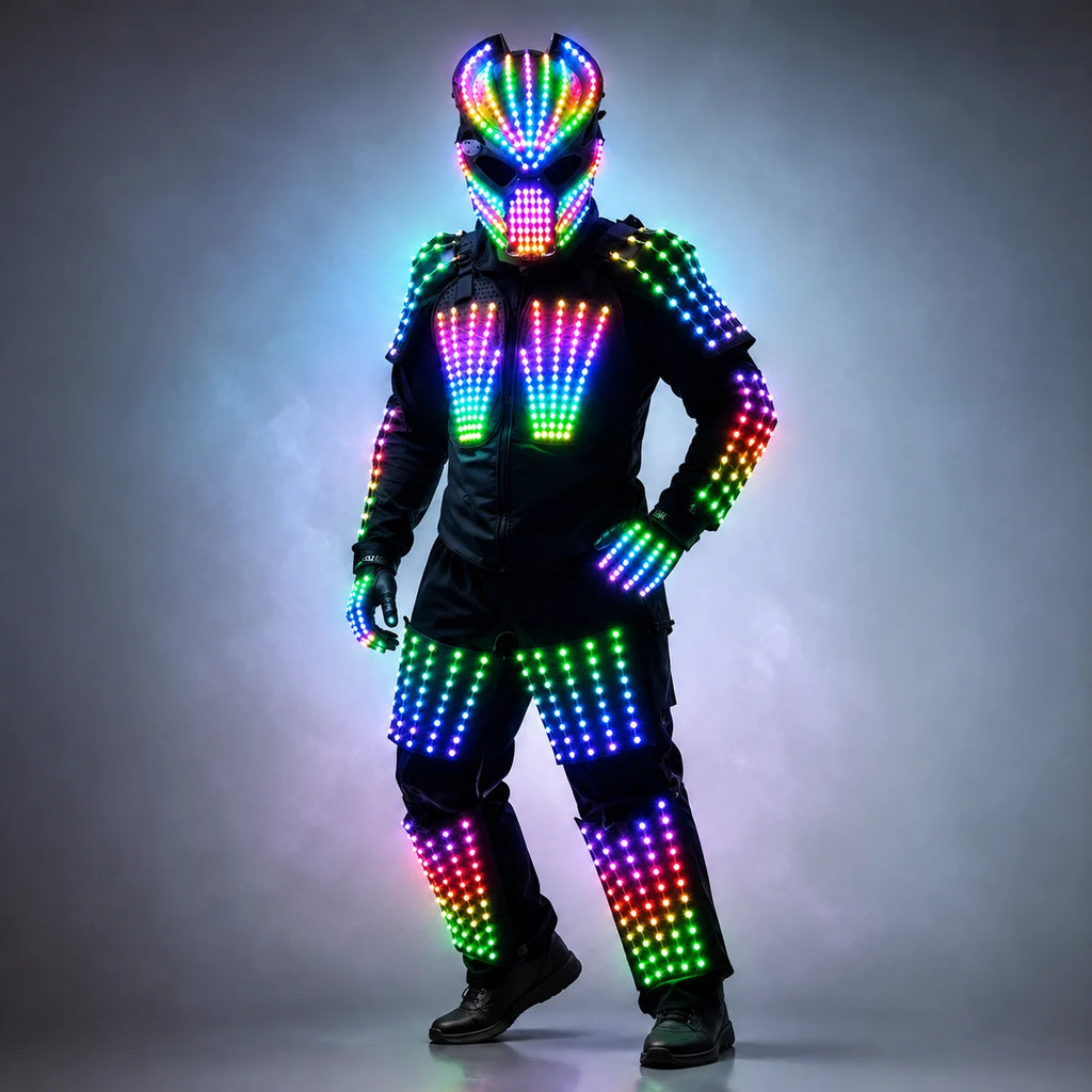 Armadura de Robot LED, traje Mech, ropa de rendimiento brillante, escenario, Festival, desfile, atmósfera, Club nocturno, Robot caminante Led