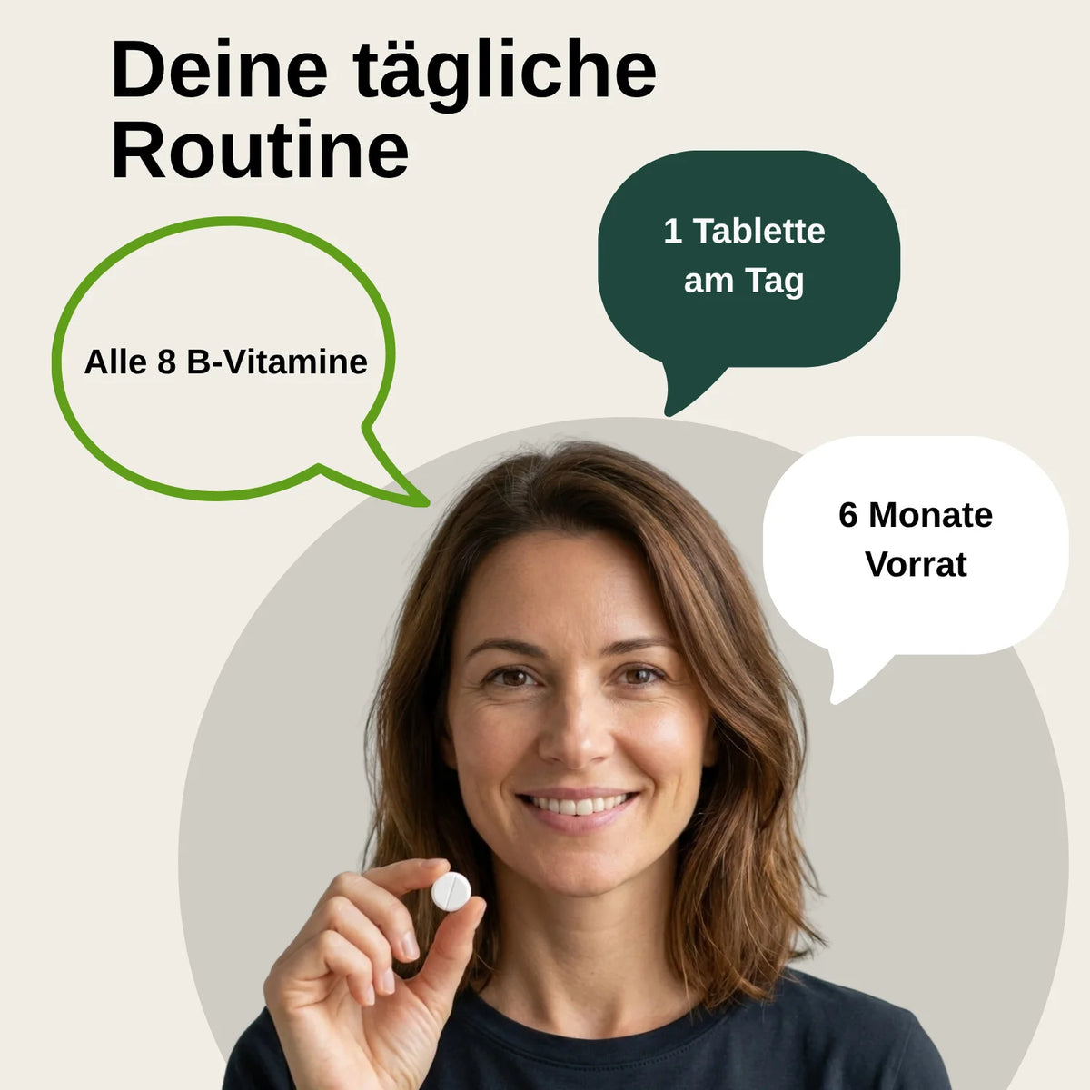 Tabletas de complejo de vitaminas B |     Probado en laboratorio en Alemania |     Suplementos alimenticios |     Con las 8 vitaminas del grupo B |     Con colina e inositol |     Vegano |     Libre de modificaciones genétic