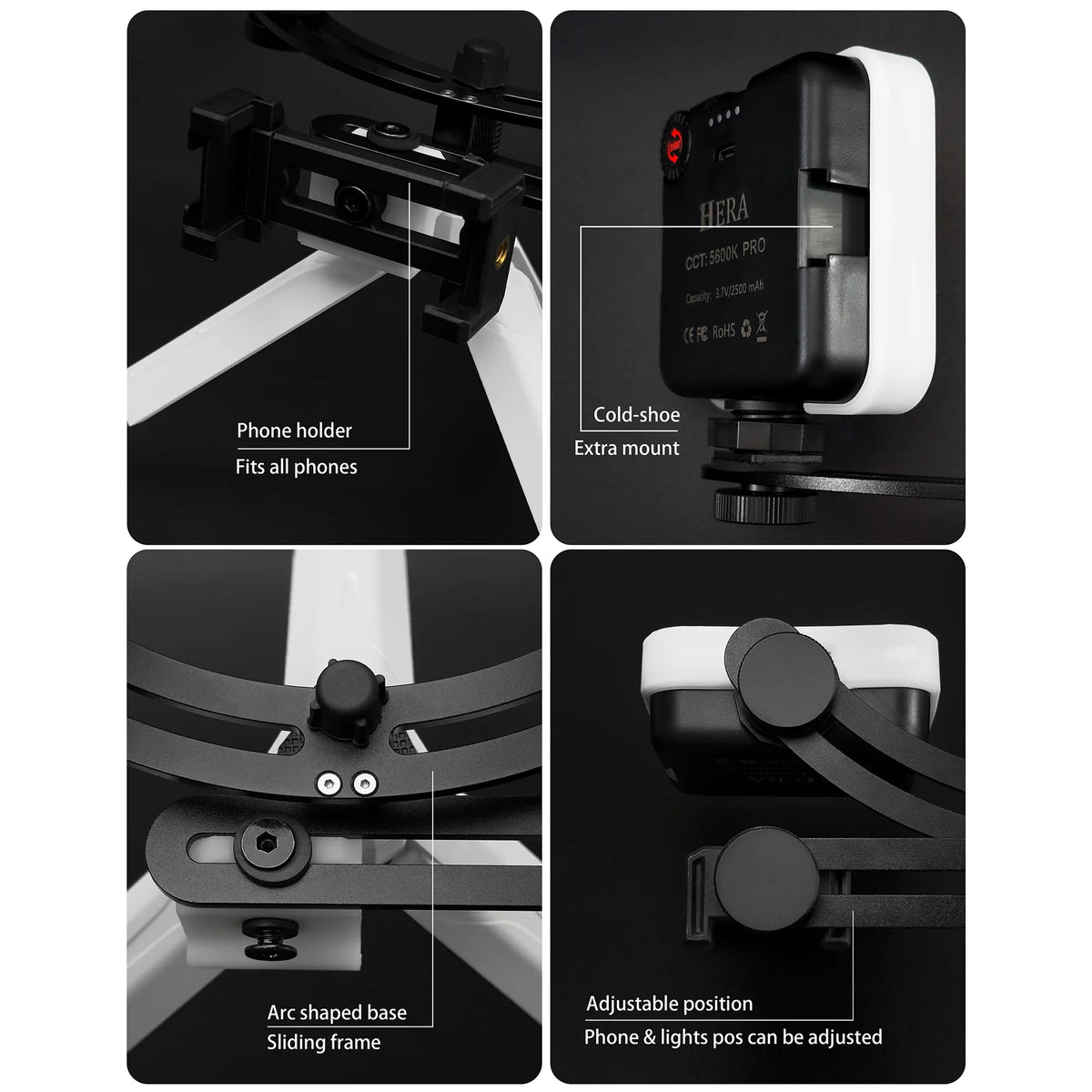 Luz de Fotografía para Teléfono Móvil Hera MK-19 - Luz de Relleno para Fotografía con Smartphone