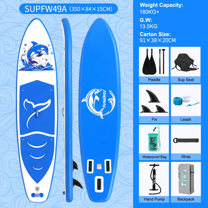 Tabla de paddle surf inflable FunWater de 320-385 cm – Tabla de SUP antideslizante para surf, remo y deportes acuáticos