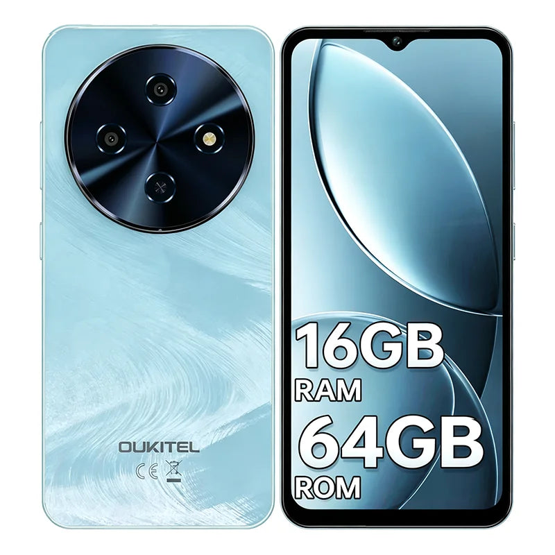 Teléfono Celular OUKITEL C5 Desbloqueado, Pantalla Waterdrop de 6.52'', Batería de 5000mAh, 13MP, 16(4+12)GB RAM+64GB ROM/TF 1TB Smartphone