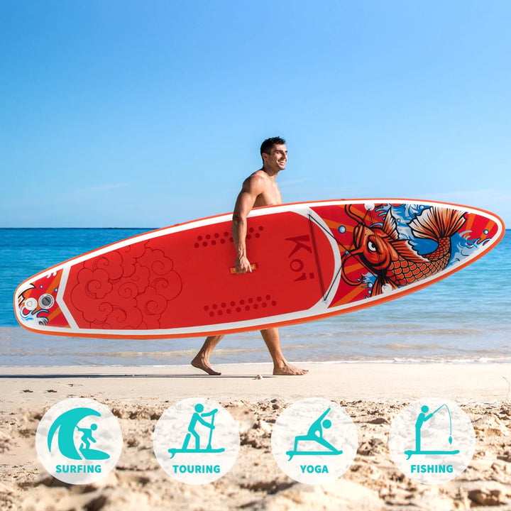 Tabla de Paddle Surf Inflable FunWater SUPFR01D de 335 cm, Tabla de Paddle Surf Completa con Accesorios, Remo Ajustable, Bomba, Mochila de Viaje ISUP, Correa, Bolsa Impermeable, Tabla de Paddle para Adultos