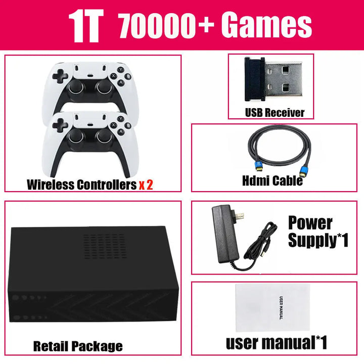 Retro Video Game Console R3 PRO Batocera System 500GB 3865U 70000+ Games For Wii PS2 PSP Saturn GameCube N64 Wireless Handle
