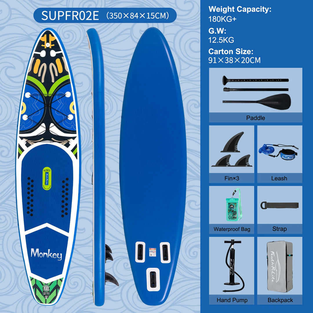 Tabla de Paddle Surf Inflable FunWater SUPFR01E 320cm-350cm, Tabla de Surf Completa con Accesorios, Remo Ajustable, Bomba, Mochila de Viaje ISUP, Correa, Bolsa Impermeable, Tabla de Paddle para Adultos