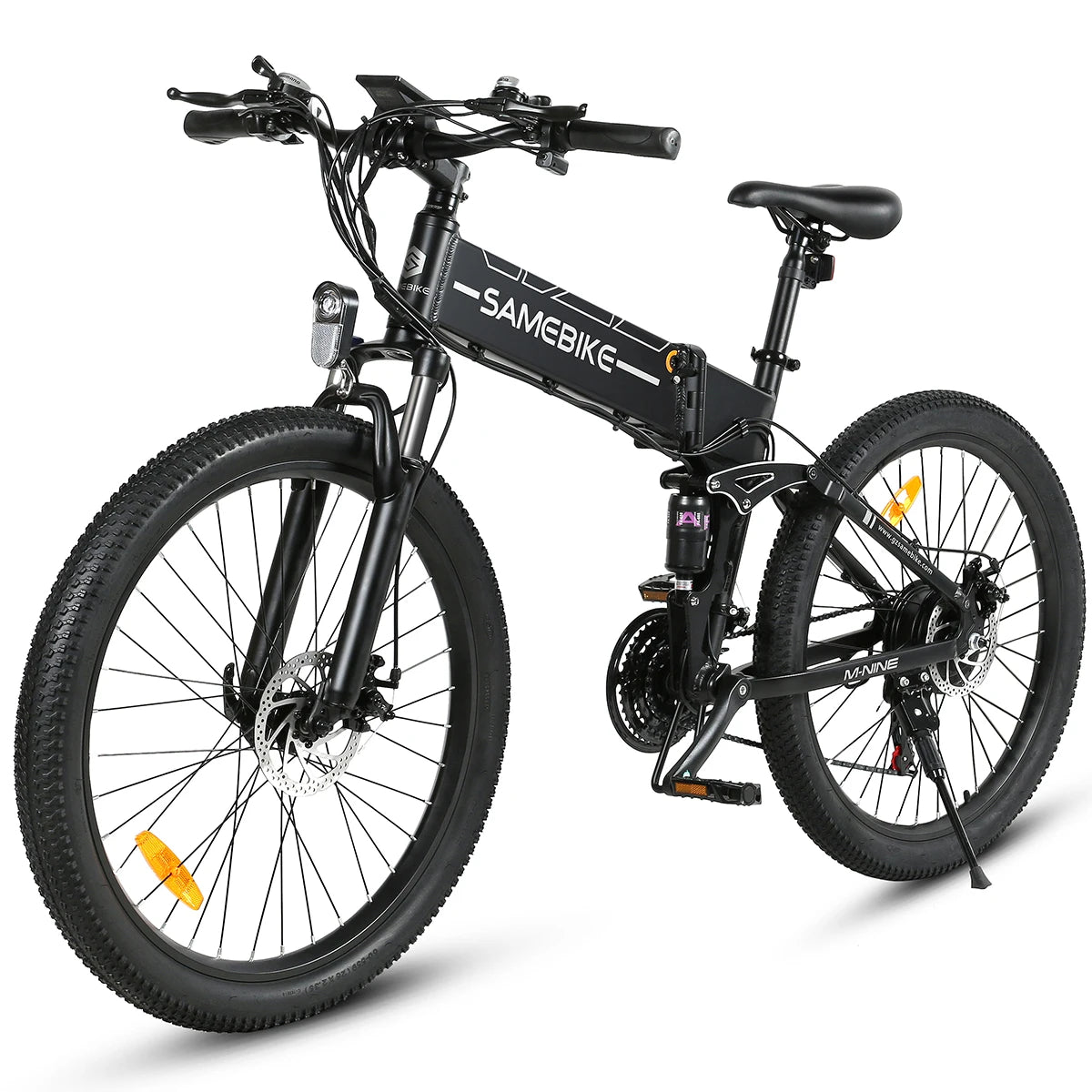Bicicleta eléctrica de montaña plegable Samebike Lo26-Ii de 26 pulgadas | Batería de litio oculta y extraíble de 48V 14Ah | Cuadro ligero, doble suspensión y frenos de disco hidráulicos delanteros y traseros | Una bicicleta versátil para