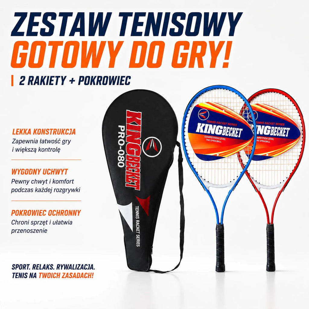 Juego de 2 Raquetas de Tenis con Funda, Raquetas de Pádel para Entrenamiento y Juego Recreativo, Agarre Cómodo