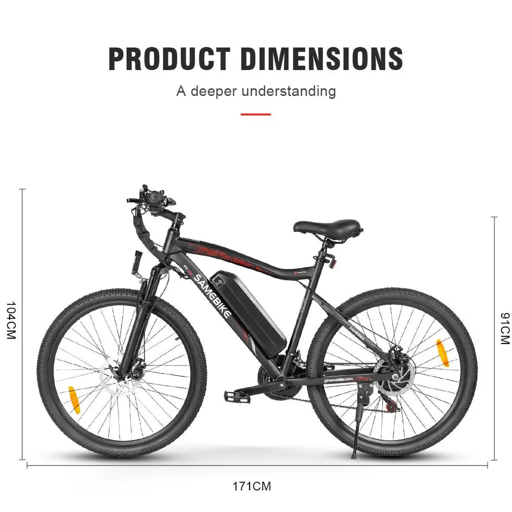 Bicicleta eléctrica para adultos SAMEBIKE SY26-II, 26 pulgadas, 36V 13Ah 250W, autonomía de 90KM, freno de disco, suspensión delantera