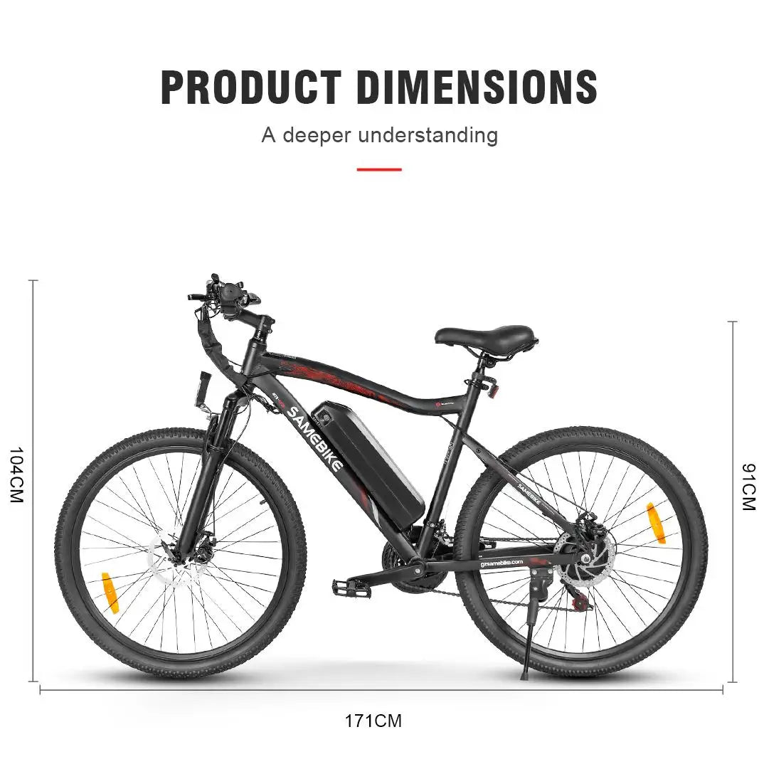 Bicicleta eléctrica para adultos SAMEBIKE SY26-II, 26 pulgadas, 36V 13Ah 250W, autonomía de 90KM, freno de disco, suspensión delantera
