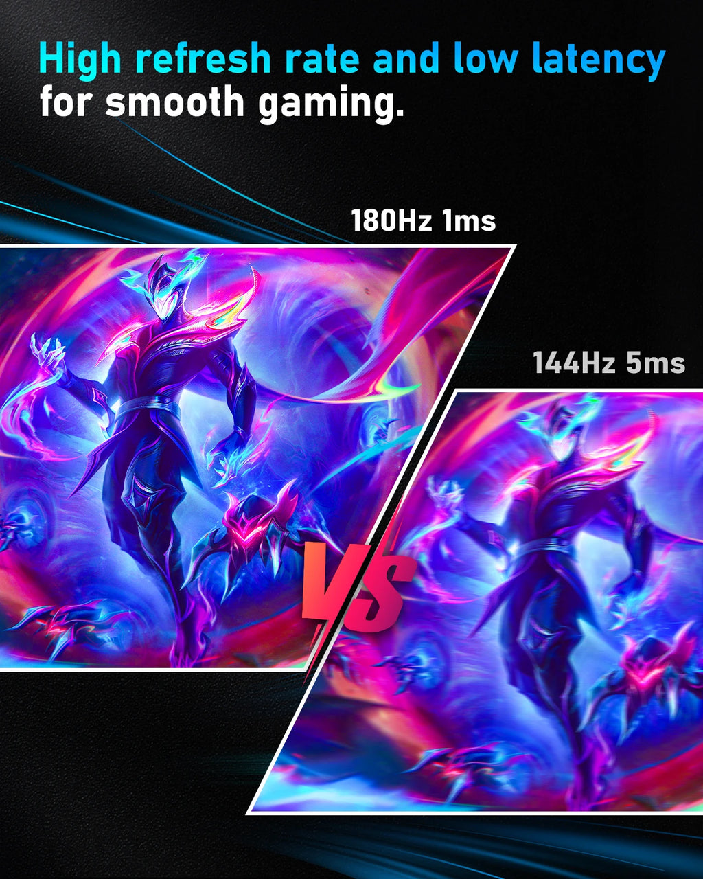 FYHXele Monitor para juegos de 24 pulgadas, 180Hz, pantalla de ordenador 1K FHD, tiempo de respuesta de 1ms, pantalla LCD para el cuidado de los ojos, compatible con HDR G-Sync VESA