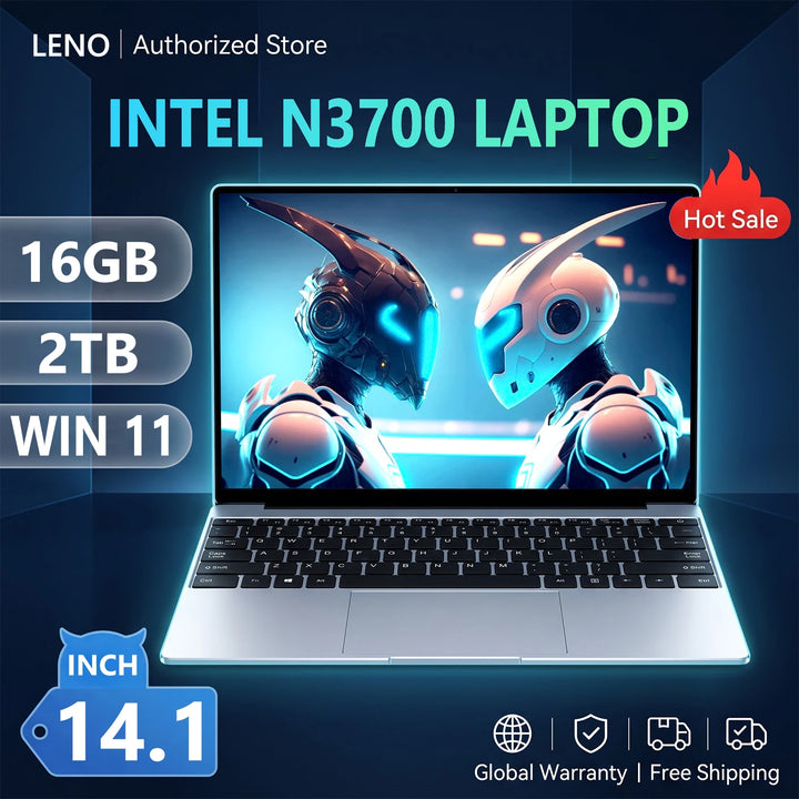 Portátil con procesador Intel N3700, 16 GB de RAM, disco SSD de 512 GB y 1 TB, diseño ultrafino, Windows 11, batería de 5000 mAh, WiFi 6. Incluye pegatinas para teclado con diferentes idiomas. Portátil ligero, ideal para