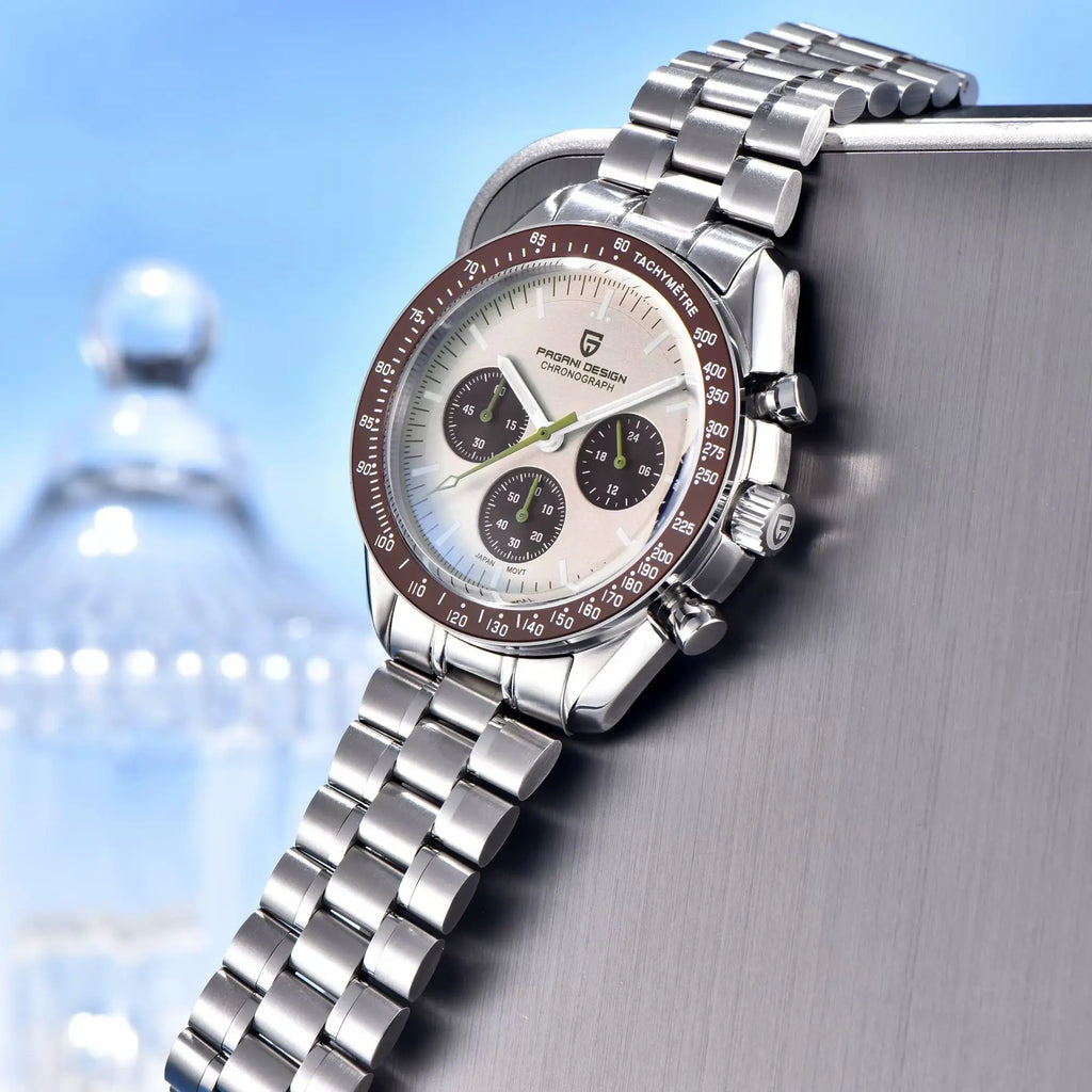 Reloj de cuarzo de lujo PAGANI DESIGN Planetary Series Saturn Light Tan para hombre, modelo 2026, cronógrafo deportivo Speed, cristal de zafiro AR, envío local en la UE