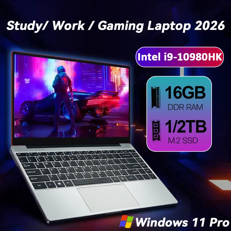 Notebook portátil nueva 2026, computadora de juegos con Windows 11 de 14.1 pulgadas, PC gamer Intel Core I9 10980HK, laptops I9 para estudio y trabajo, portátil notebook