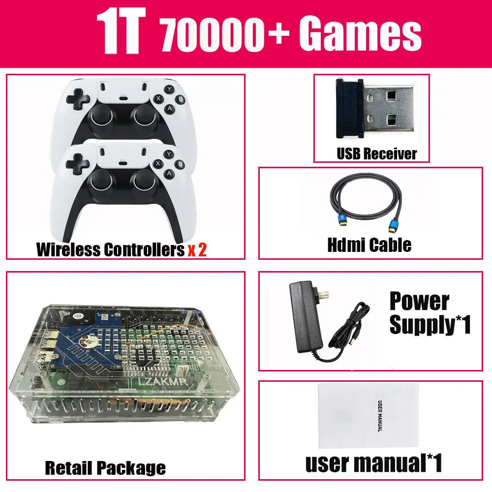 Consola de Juegos Retro U9 PRO, Disco Duro de 500 GB, Windows + Batocera, 3865U, Más de 7000 Juegos para Wii, PS2, XBOX, PSP, GameCube, N64, Control Inalámbrico