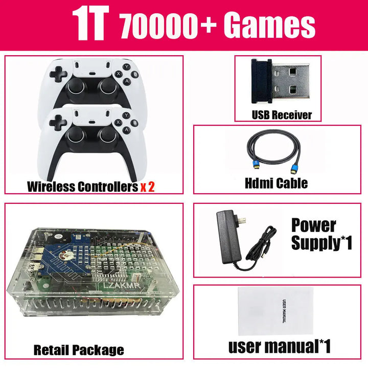 Consola de Juegos Retro U9 PRO, Disco Duro de 500 GB, Windows + Batocera, 3865U, Más de 7000 Juegos para Wii, PS2, XBOX, PSP, GameCube, N64, Control Inalámbrico