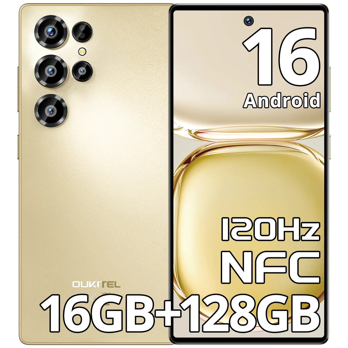 Teléfono Celular Desbloqueado OUKITEL C66 Android 16, Pantalla de 6.73 Pulgadas, Smartphone, 16GB+128GB/1TB, Batería de 5000mAh