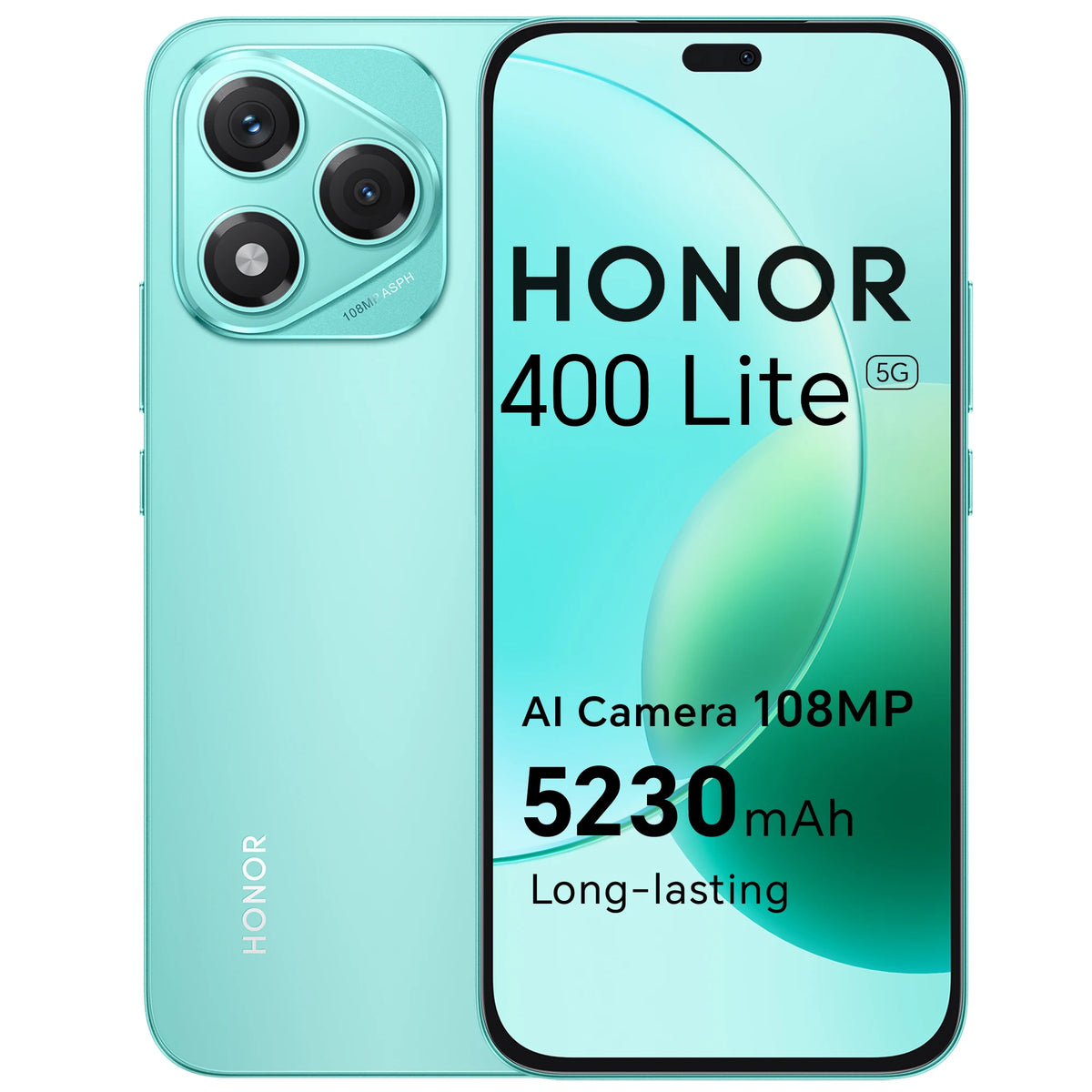 Smartphone HONOR 400 Lite 5G, 256 GB/8 GB RAM, teléfono Android libre sin contrato, 108 MP con botón de cámara IA, doble SIM, 5230 mAh, Android 15