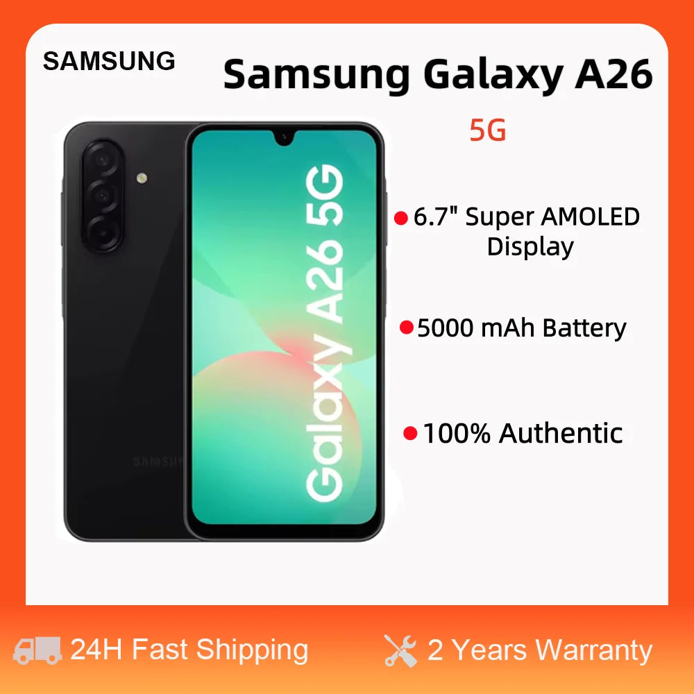 Smartphone Samsung Galaxy A26 5G Versión Global Android, pantalla AMOLED de 6,7", cámara de 50 MP, batería de 5000 mAh, carga rápida, IP67, 8+256/6+128 GB, envío rápido desde almacén europeo