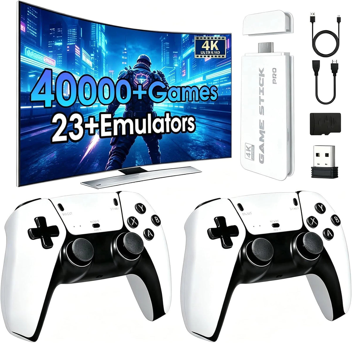 Game console retro, más de 40000 juegos y 23 emulades, concontrolades inalámbricos duales de 2.4G, Plug and Play 4K HD HDMI Game stuck
