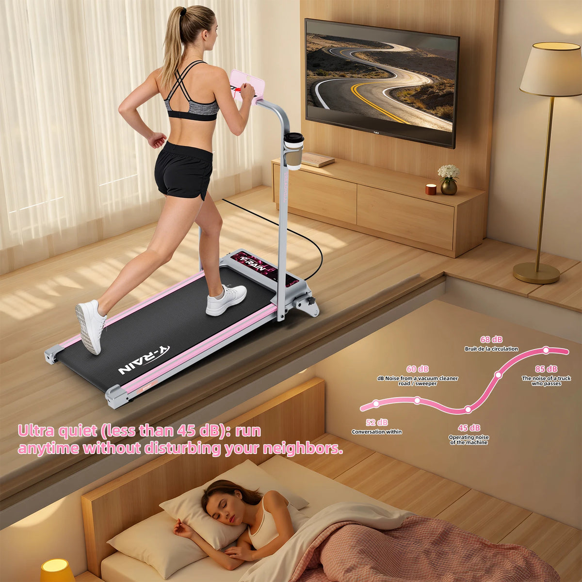 Caminadora plegable Y-RAIN para uso doméstico y en la oficina, con inclinación del 12 %, velocidad de 1 a 12 km/h, control remoto, pantalla LED y capacidad máxima de 150 kg.