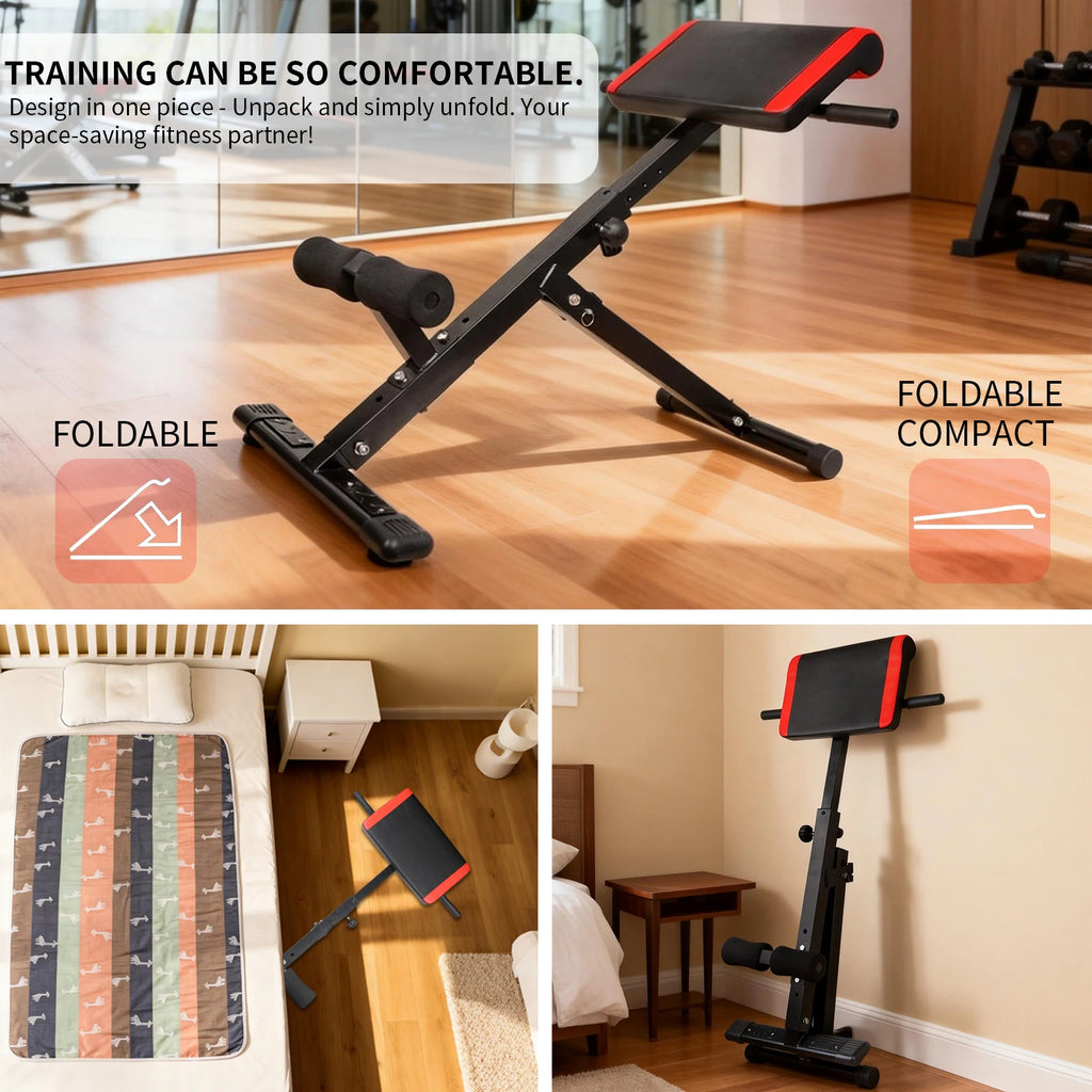 Banco de entrenamiento multifuncional 3 en 1 para abdominales, espalda y core, con respaldo ajustable de 4 capas (rango de altura 94–110 cm) para gimnasio en casa y entrenamiento de fuerza.