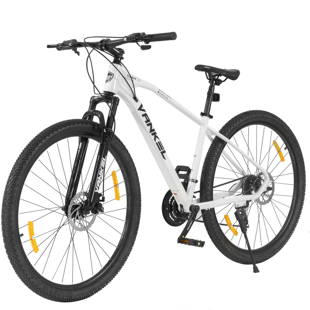 Bicicleta de montaña Vankel de 29 pulgadas para adultos, bicicleta de 21 velocidades con sistema de cambios, freno de disco trasero, regalo de bicicleta para mujeres y hombres que viajan al trabajo