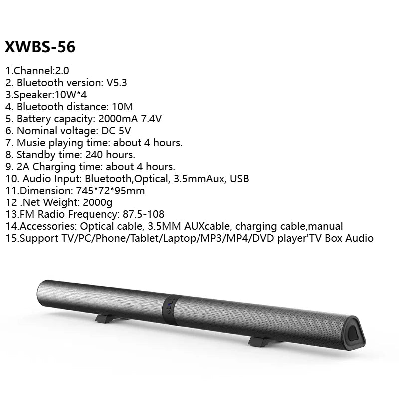 PHONEPACE Barras de sonido de TV desmontables 2 en 1 Bluetooth 5,3 Altavoz de TV de 2,2 canales para sistema de sonido envolvente óptico/Aux/USB