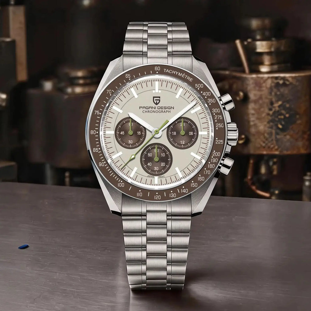 Reloj de cuarzo de lujo PAGANI DESIGN Planetary Series Saturn Light Tan para hombre, modelo 2026, cronógrafo deportivo Speed, cristal de zafiro AR, envío local en la UE