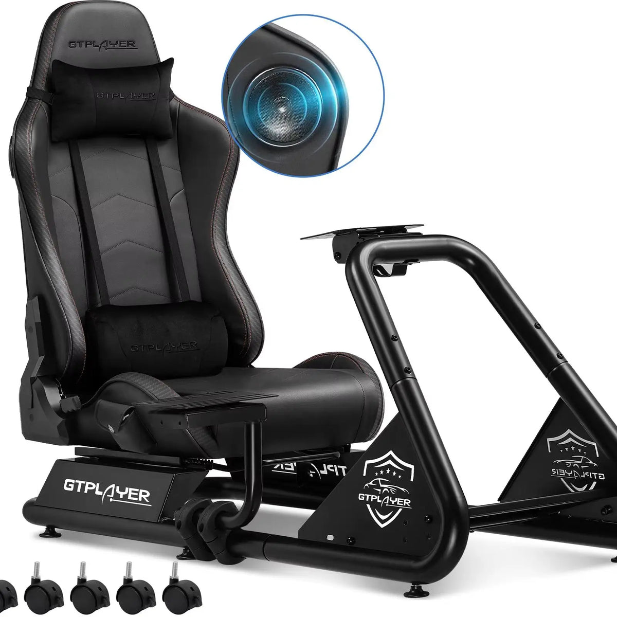 Cabina de simulación Gtplayer, cabina de simulación de carreras, soporte para volante de simulador de carreras con altavoces, soporte para volante y pedales