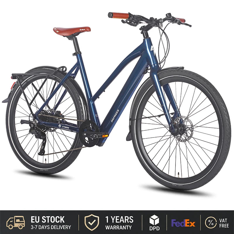 Bicicleta eléctrica FAFREES F700W para adultos, ebike de 28" con hasta 100 km de autonomía, bicicleta eléctrica urbana con batería de 38V 10Ah, 9 velocidades, frenos de disco hidráulicos, pantalla LCD