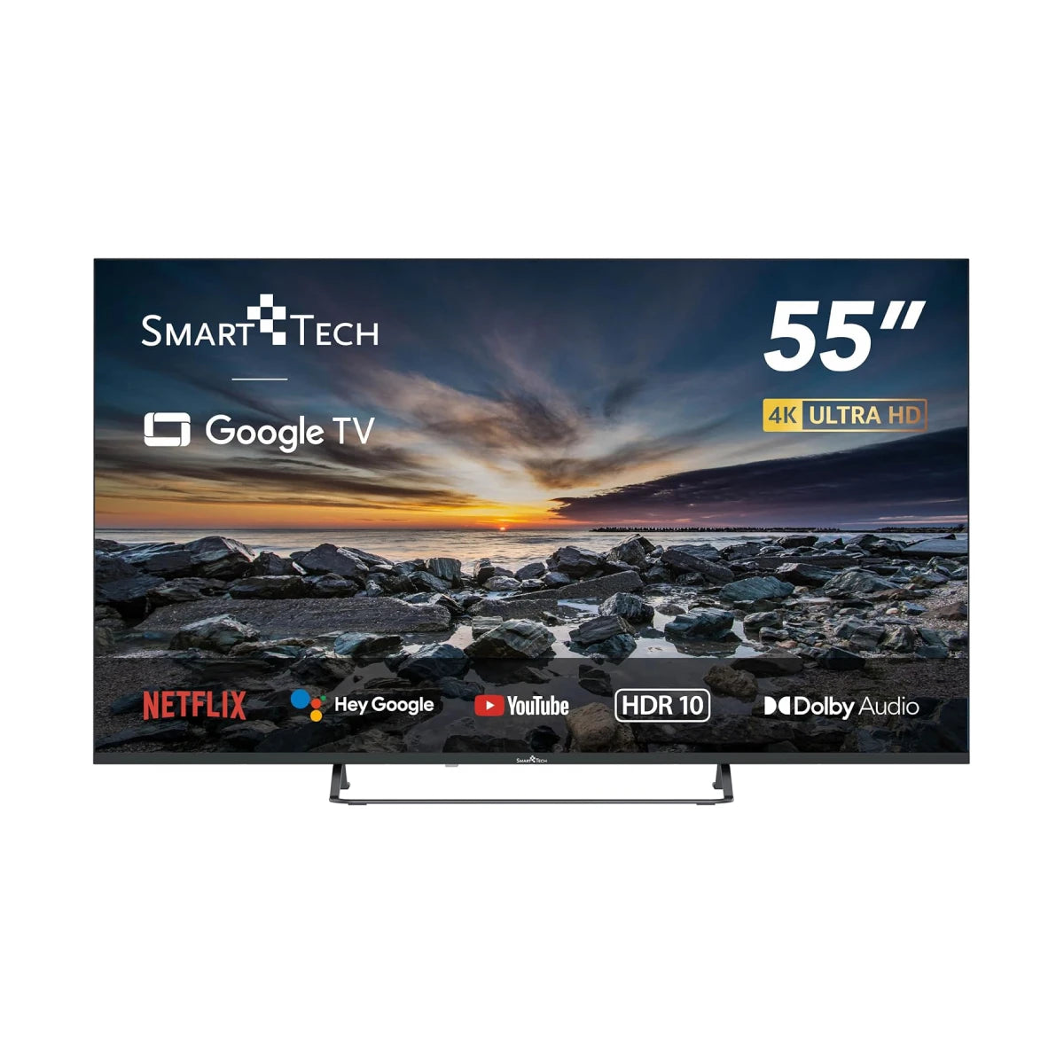 Smart Tech 55Ug10V3 55" Ultra HD 4K Smart HDR Google TV, Dolby Audio, Wi-Fi, Bluetooth, Chromecast, Negro