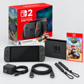 Consola Nintendo Switch 2 en caja roja con Mario Kart World y sello 1 año