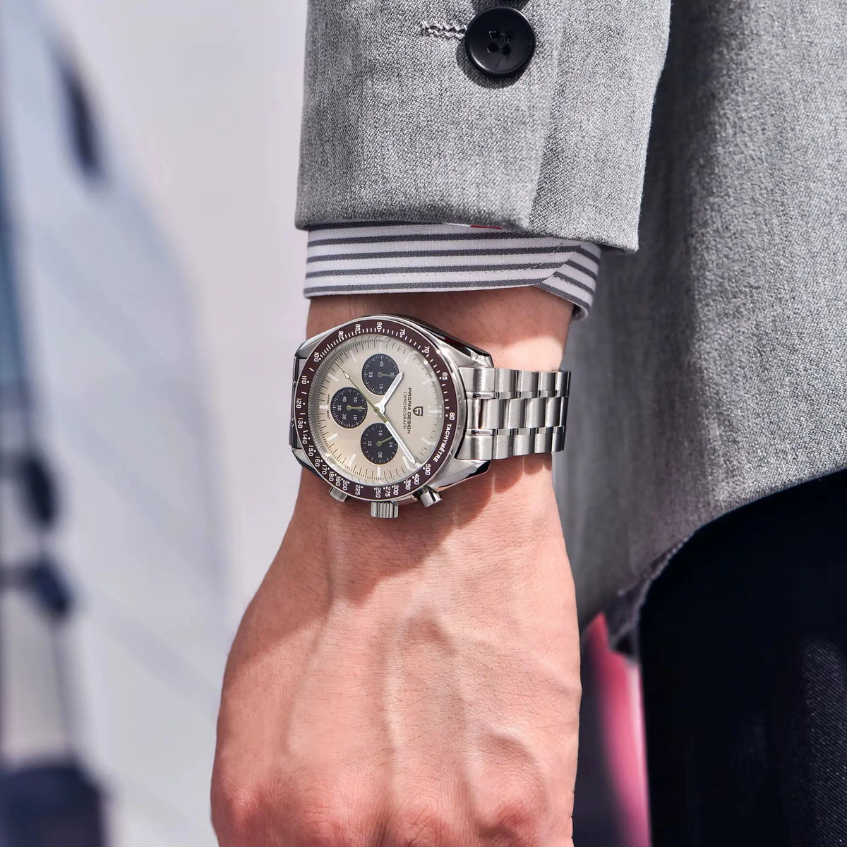 Reloj de cuarzo de lujo PAGANI DESIGN Planetary Series Saturn Light Tan para hombre, modelo 2026, cronógrafo deportivo Speed, cristal de zafiro AR, envío local en la UE