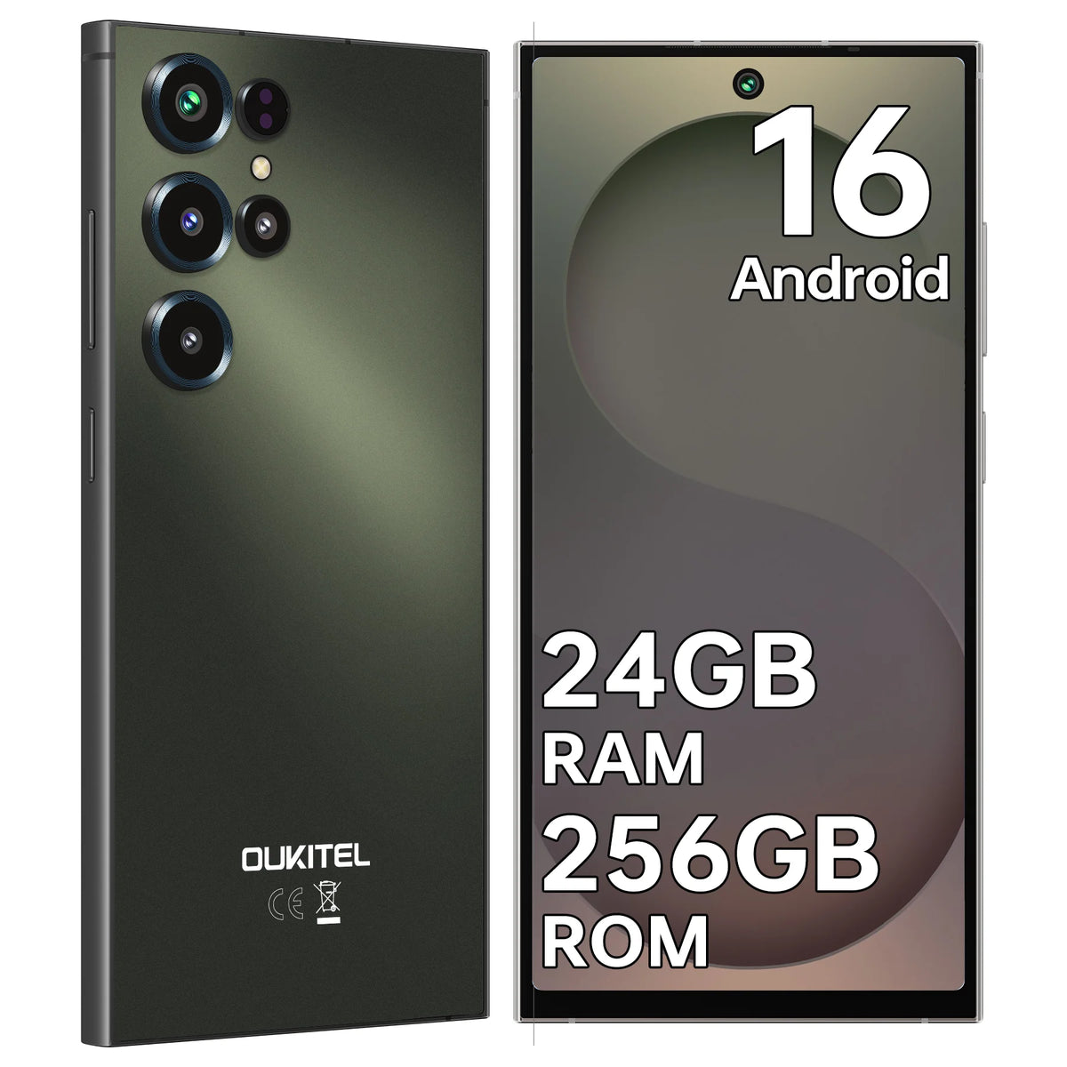 Smartphone OUKITEL C67, Pantalla de 6.73" y 120Hz, Hasta 24GB de RAM (6+18) + 256GB de ROM, Batería de 5000mAh, Cámara Principal de 64MP, Android 16, Ultra Delgado de 8.7mm