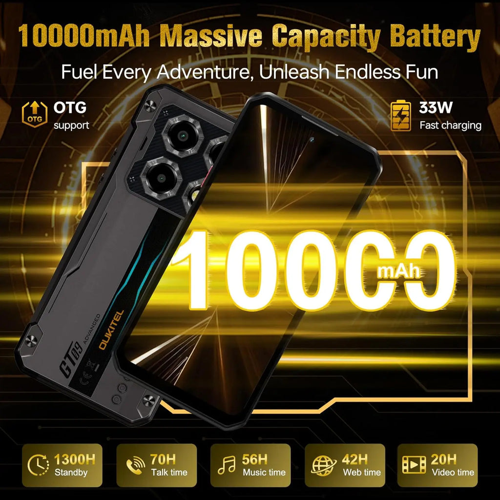 Teléfono resistente OUKITEL WP60 5G desbloqueado, pantalla de 7.2 pulgadas, smartphone de 10000 mAh/33 W, 48 GB de RAM + 512 GB de ROM/TF 2 TB, cámara de 108 MP, IP68/IP69