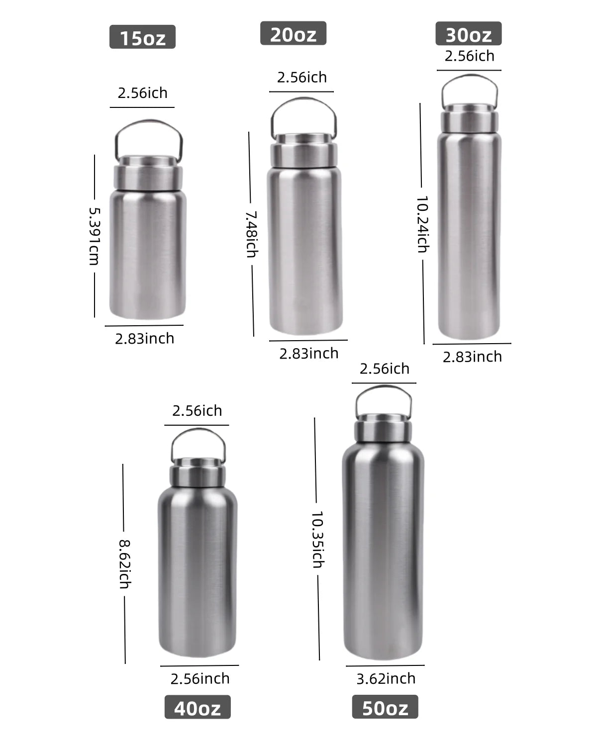 Botella de agua deportiva de acero inoxidable de gran capacidad, taza de agua resistente de una sola capa, botella de metal, artículos para beber, para acampar, deportes, gimnasio, 1 ud.