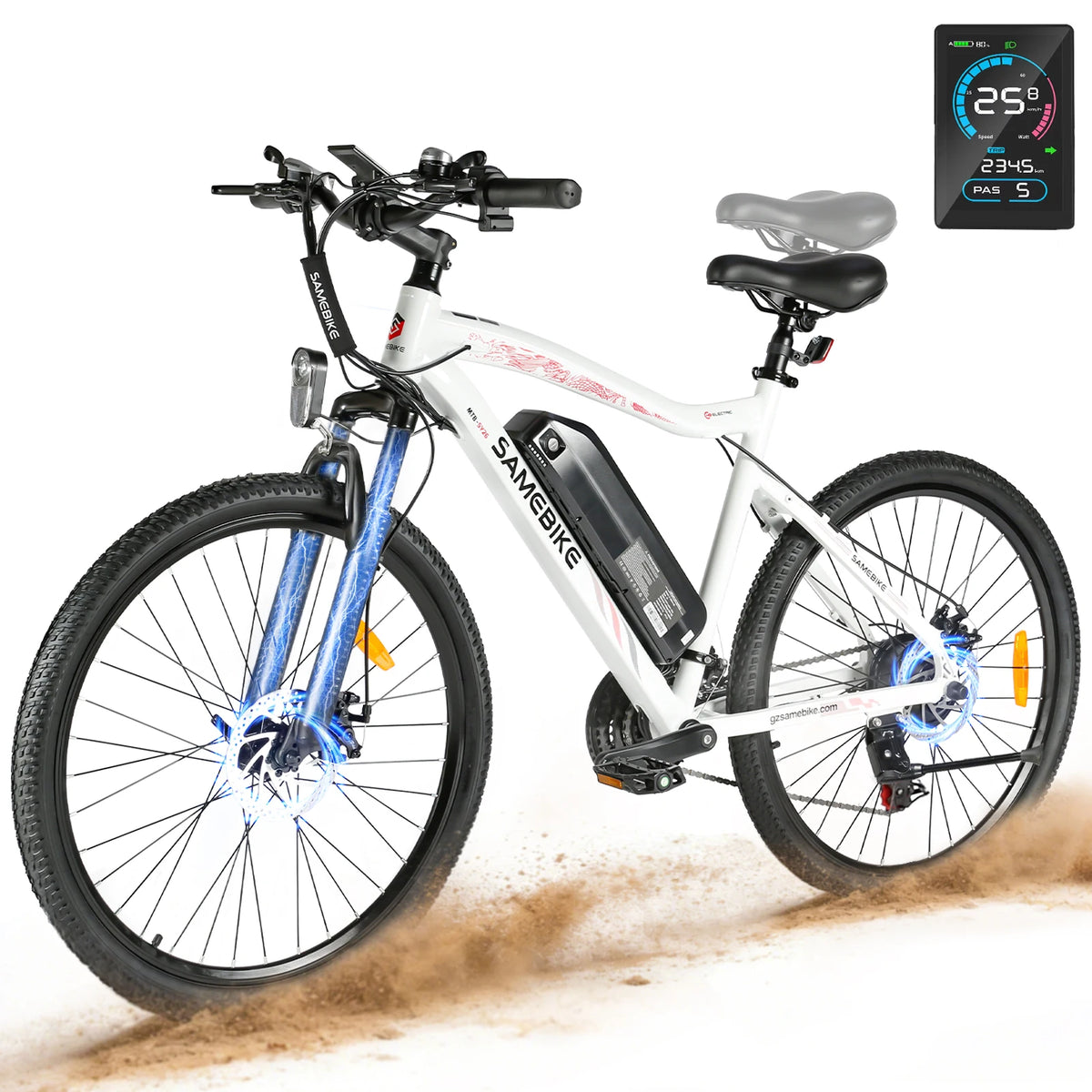 Bicicleta eléctrica para adultos SAMEBIKE SY26-II, 26 pulgadas, 36V 13Ah 250W, autonomía de 90KM, freno de disco, suspensión delantera